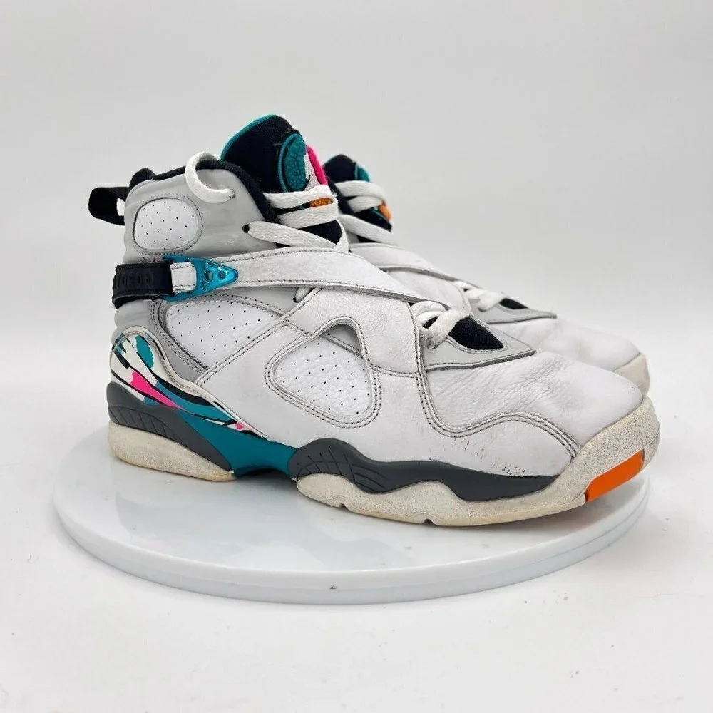 Nike Air Jordan 8 Retro Youth Size 7.5 Women 9 305368-113 South Beach Shoes